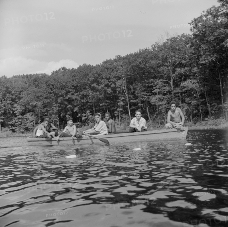 Boating on the lake at Camp Nathan Hale, Southfields, New York, 1943 Creator: Gordon Parks.