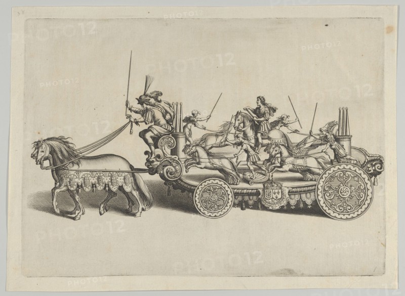 Design for a float, from 'Éloges et discours sur la triomphante réception du Roy en sa vil..., 1629. Creator: Melchior Tavernier.