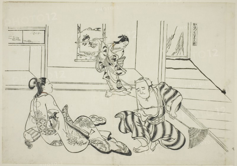 Child Attendant and Bald Tengu of Mt. Kurama (Kaburo Kurama Tengu), no. 7 from a..., c. 1716/35. Creator: Okumura Masanobu.