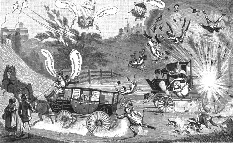 ''The Perils of Steam Coaches circa1810', 1888. Creator: Unknown.