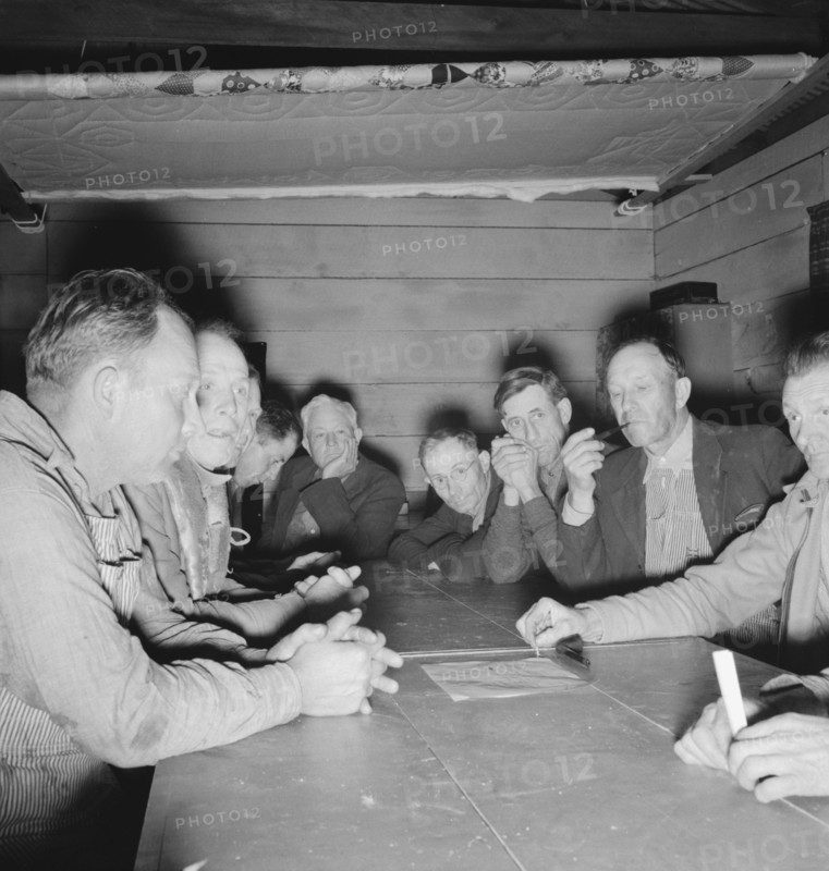 Meeting of the camp council, FSA camp, Farmersville, California, 1939. Creator: Dorothea Lange.