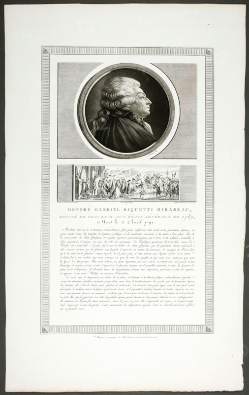 Honoré Gabriel Riquetti Mirabeau, Deputy of the Provence Region, from Tableaux histor..., 1798–1804. Creator: Charles Francois Gabriel Levachez.