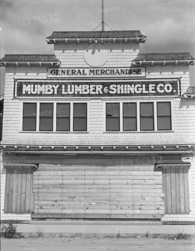 Office and company store, Malone, Grays Harbor County, Washington, 1939. Creator: Dorothea Lange.