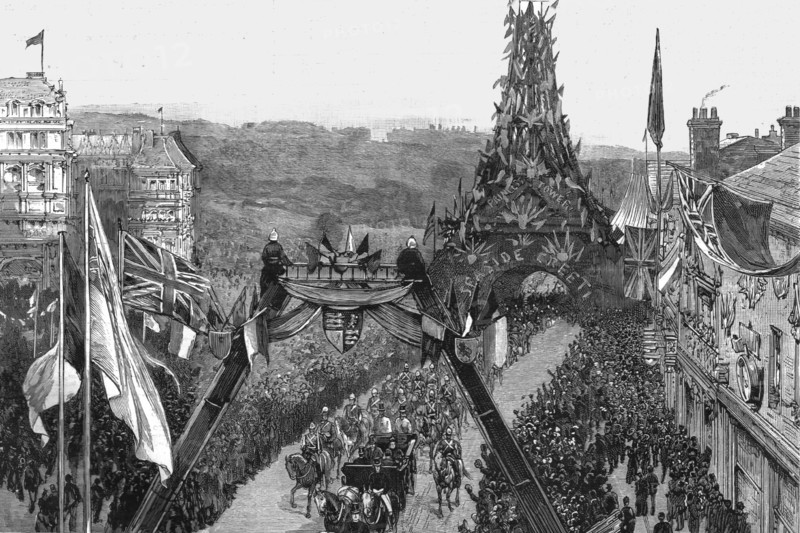 ''Visit of the Prince of Wales to Bournemouth; The Royal Procession passing under the...', 1890. Creator: Unknown.