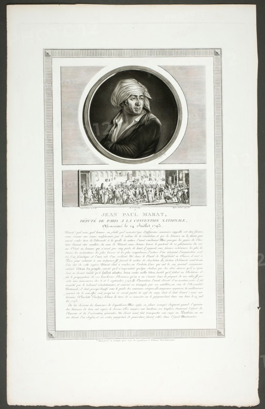 Jean Paul Marat, Paris Deputy to the National Convention, from Tableaux historiques d..., 1798–1804. Creator: Charles Francois Gabriel Levachez.