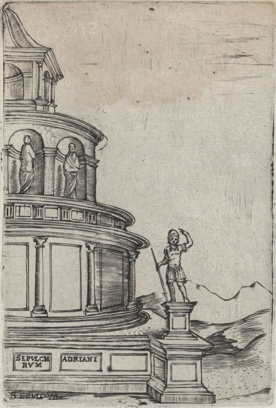 Sepulchrum (sic) Adriani, from a Series of 24 Depicting (Reconstructed) Build..., Plate ca. 1530-50. Creator: Anon.