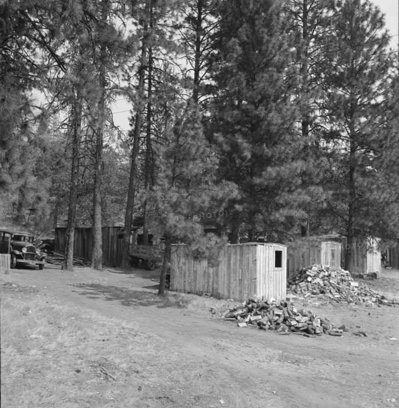 Owner provided cabins and wood but no nearby..., near Grants Pass, Josephine County, Oregon, 1939. Creator: Dorothea Lange.