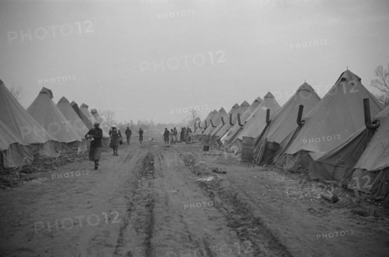 Possibly: The kitchen in the camp for white flood refugees at Forrest City, Arkansas, 1937. Creator: Walker Evans.