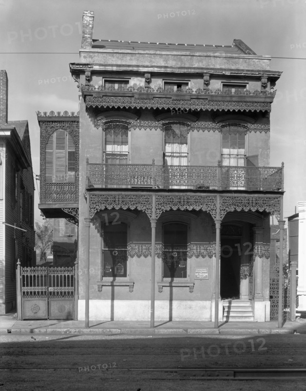 New Orleans architecture - Cast iron grillwork...Lee Circle...Saint Charles Avenue, Louisiana, 1936. Creator: Walker Evans.