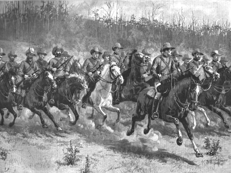 ''Our Colonial Defences--A Company of the Mounted Rifles Manoeuvring in Victoria, Australia', 1890.
