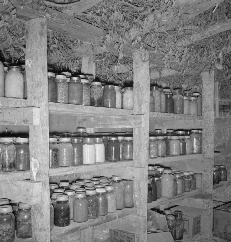Mrs. Wardlow has 500 quarts of food in her dugout cellar. Dead Ox Flat, Malheur County, Oregon.