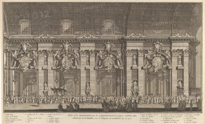 Procession held in Saint Peter's Basilica in honor of the Canonization of several Saints, 1712.