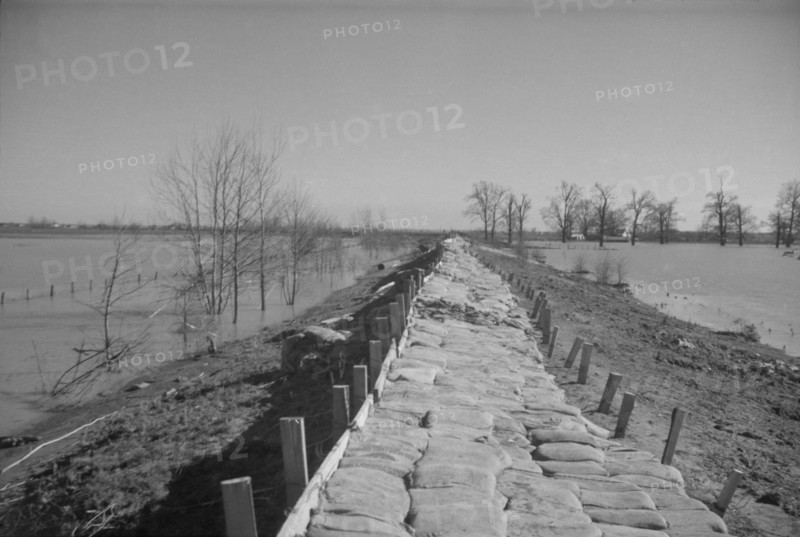 The Bessie Levee augmented with sand bags during the 1937 flood near Tiptonville, Tennessee.