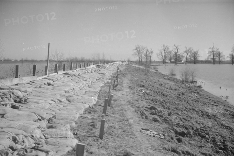 The Bessie Levee augmented with sand bags during the 1937 flood near Tiptonville, Tennessee.