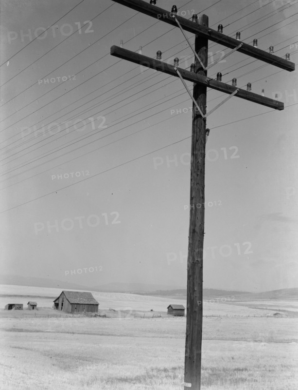 Washington, Klickitat County, near Goldendale, on U.S. 97. Abandoned farm in wheat country.