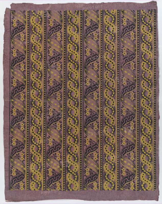 Sheet with four borders with guilloche and ribbon patterns, late 18th-mid-19th century.