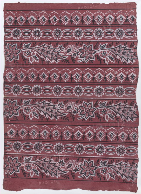 Sheet with three borders with paisley and floral patterns, late 18th-mid-19th century.