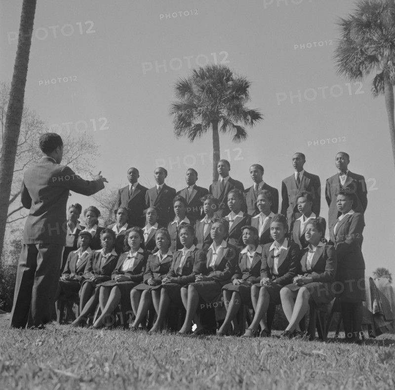 Daytona Beach, Florida. Bethune-Cookman College. Student choir singing on the campus.