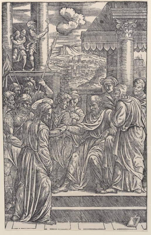 Christ before Pilate, from a series of sixteen prints of the Passion of Christ, 1538.