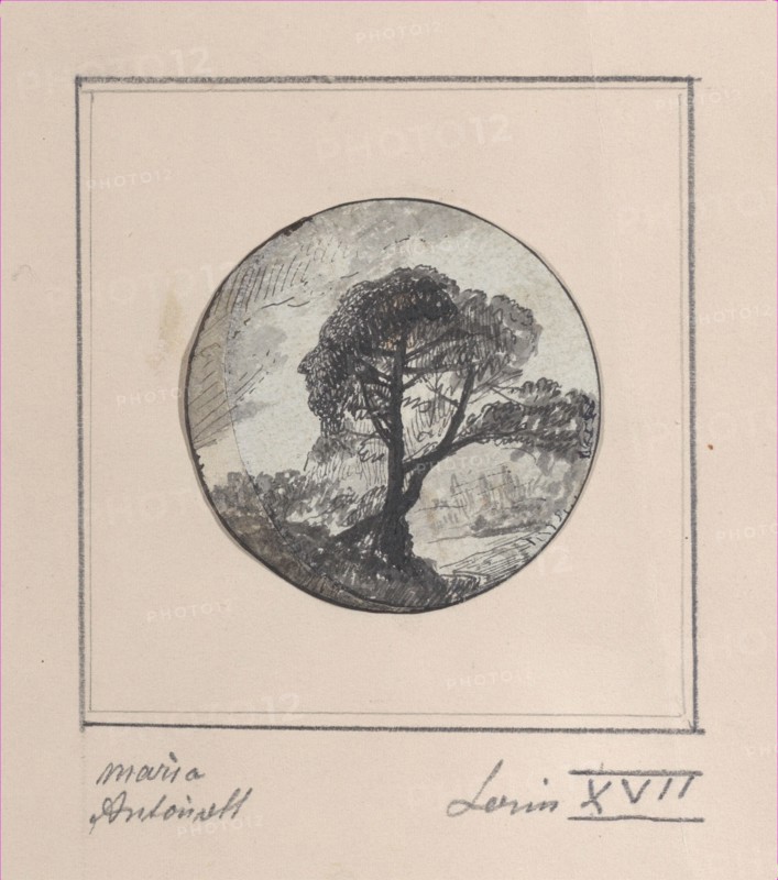 Landscape with hidden silhouettes of Marie Antoinette and the Dauphin, 1794-1815.