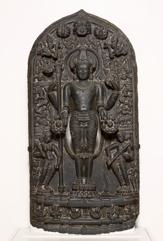 God Vishnu with Goddesses Lakshmi and Sarasvati, Pala period, 10th/12th century.