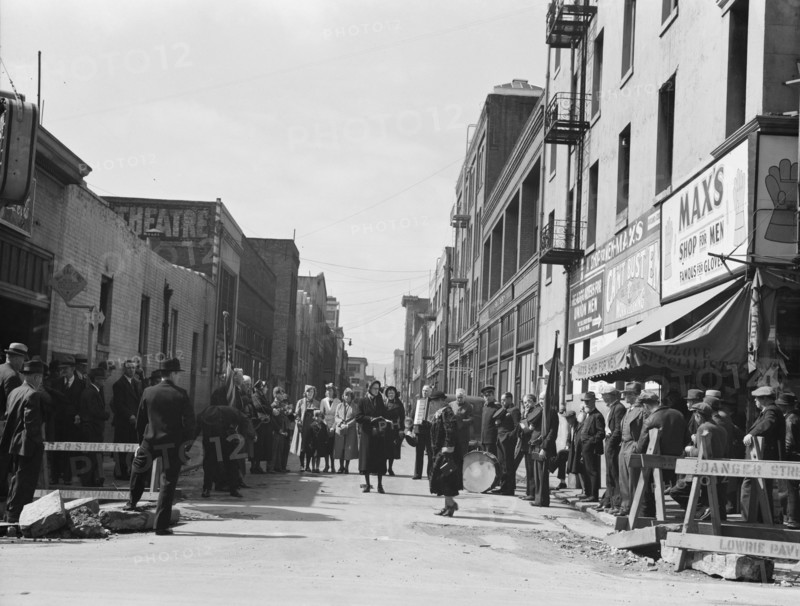 Salvation Army, San Francisco, California. General view of army and crowds.
