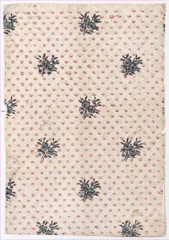 Sheet with an overall floral and dot pattern, late 18th-mid-19th century.