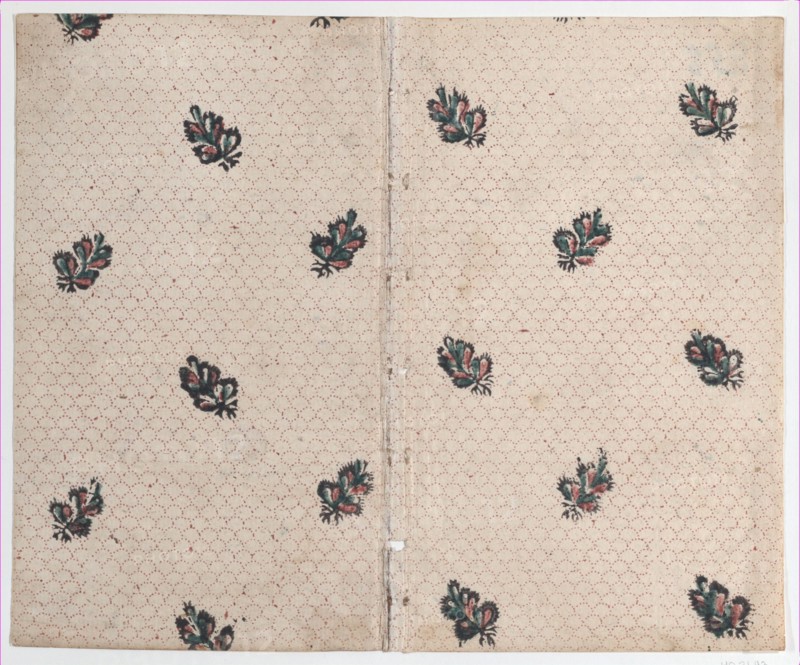 Sheet with overall dot and floral pattern, late 18th-mid-19th century.