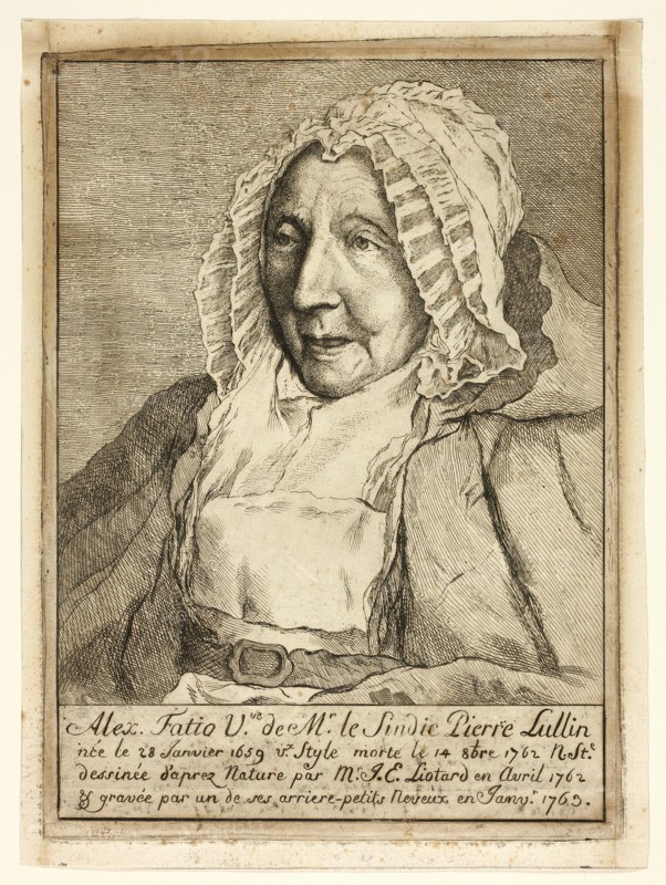 Madame Pierre Lullin-Fatio, 1763, after a drawing dated April 1762.