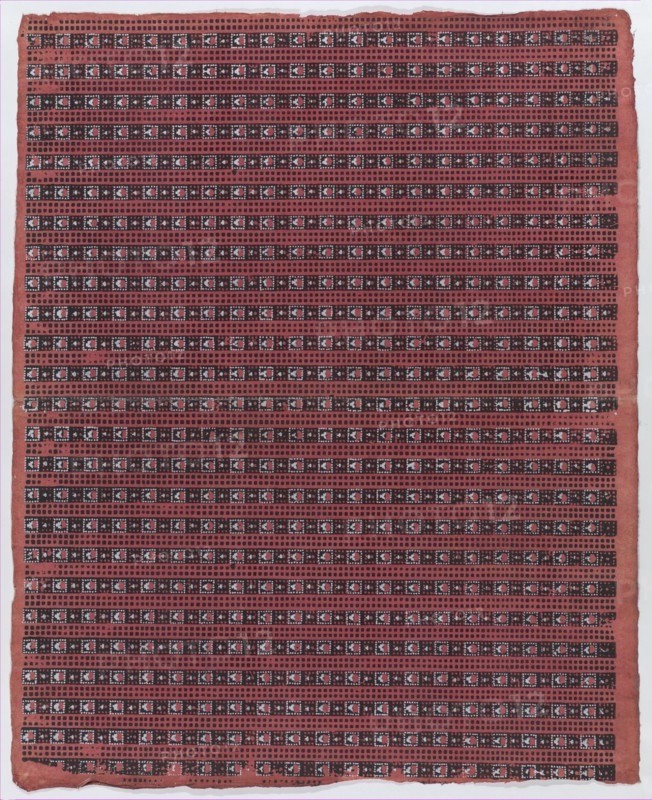 Sheet with overall geometric pattern, late 18th-mid-19th century.