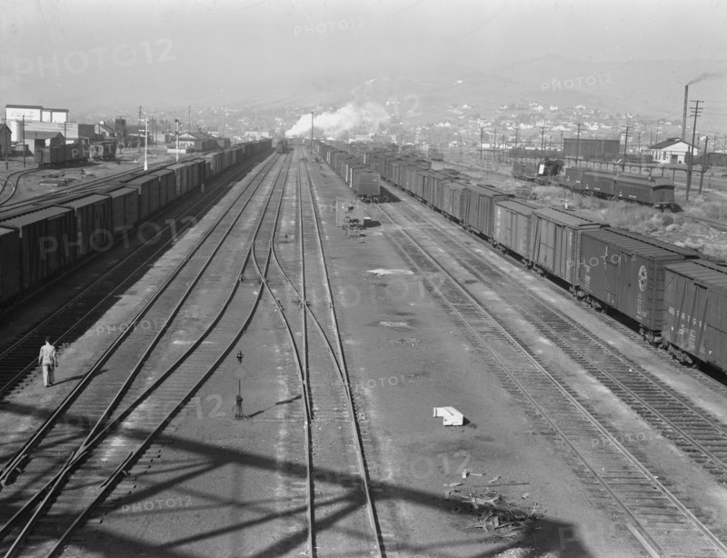 Railroad, outskirts of fast growing town. Klamath Falls, Oregon.