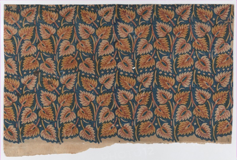 Sheet with overall leaf pattern, late 18th-mid-19th century.