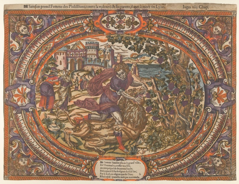 Samson and the Lion, from the Story of Samson, ca. 1560-80.