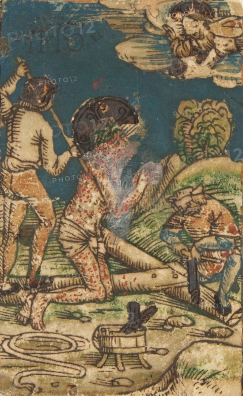 Preparation for the Crucifixion (Schr. 662a), 15th century.