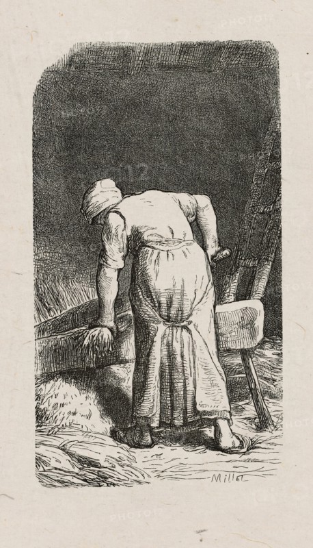Woman Crushing Flax, 1853, after drawing made in 1852.