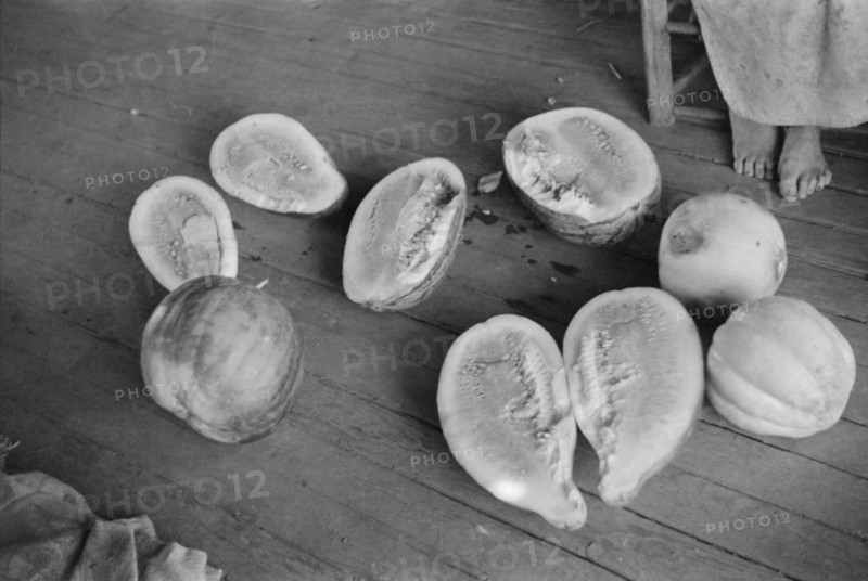 Melons on Frank Tengle's porch. Hale County, Alabama.