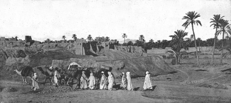 ''A Caravan approaching an old Fort in Biskra', 1890.