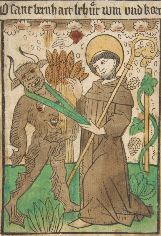 Saint Bernard Vanquishing the Devil, 15th century.