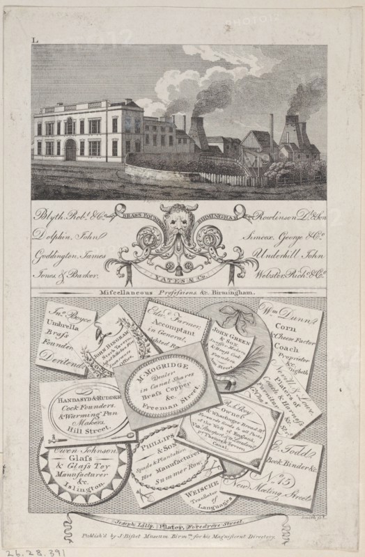 Trade Card for Brass Founders, Birmingham, 1800.