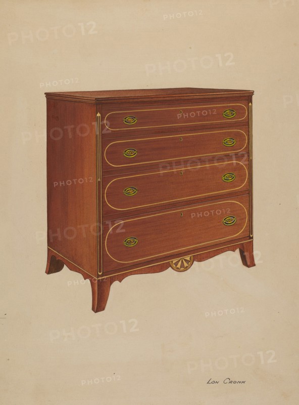 Butternut Wood Chest of Drawers, c. 1938.