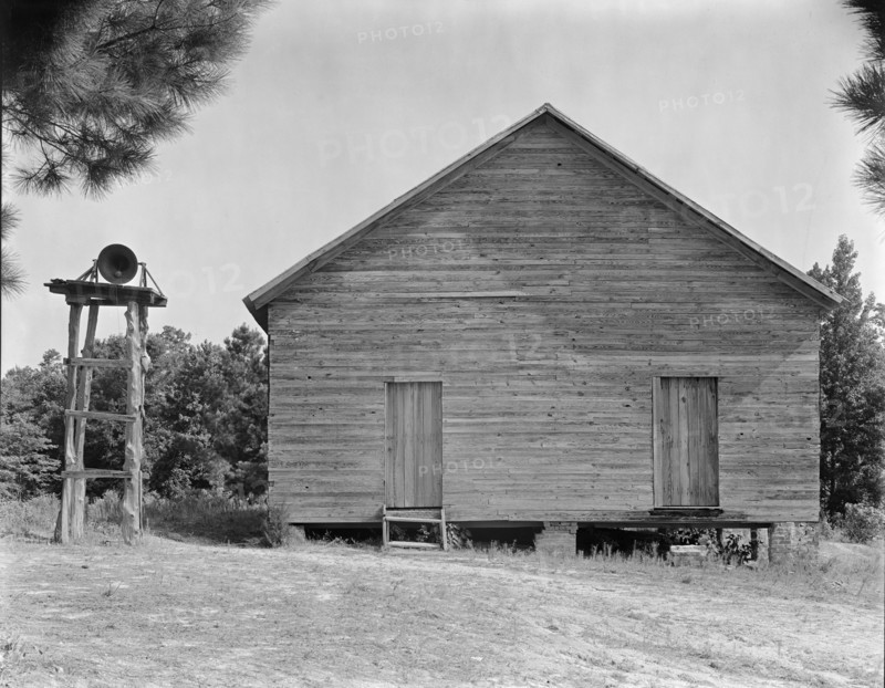 Schoolhouse, Alabama. [Note bell tower].