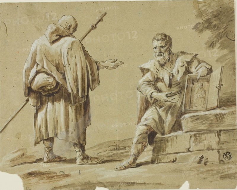Two Pilgrims with Portable Shrine, n.d.