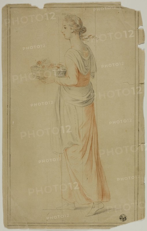 Standing Girl Holding Basket, n.d.