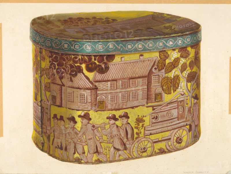 Bandbox - Firemen Scene, c. 1939.