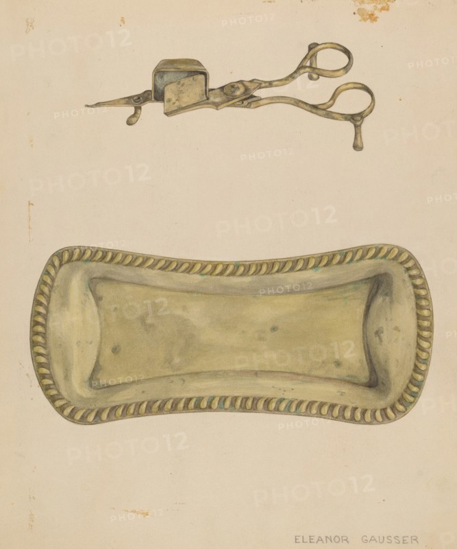 Candle Snuffer and Tray, c. 1937.