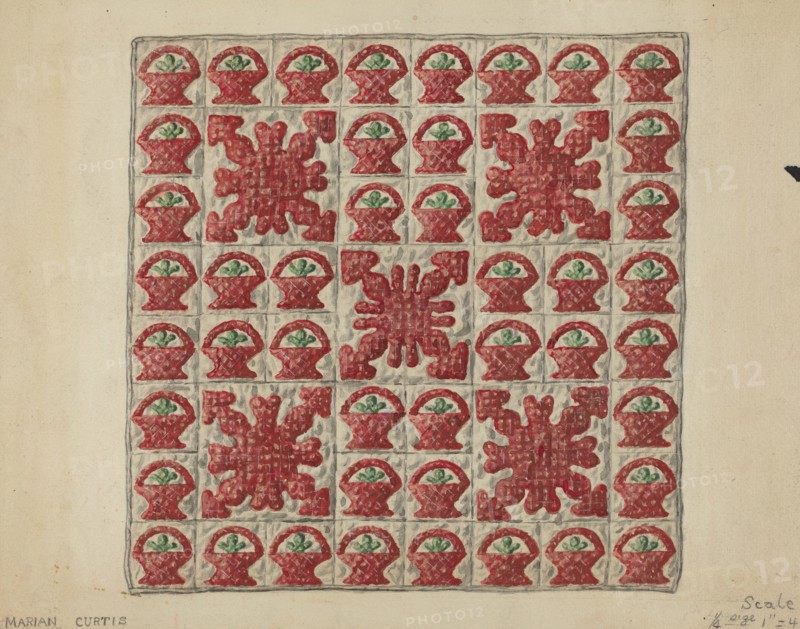 Applique Crib Coverlet, c. 1936.