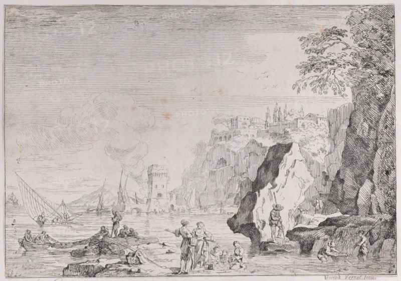 Harbor and Fishermen, ca. 1760.