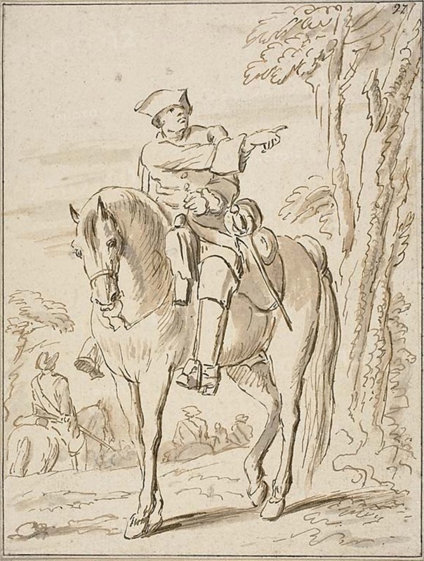 Equestrian Pointing Left, n.d.