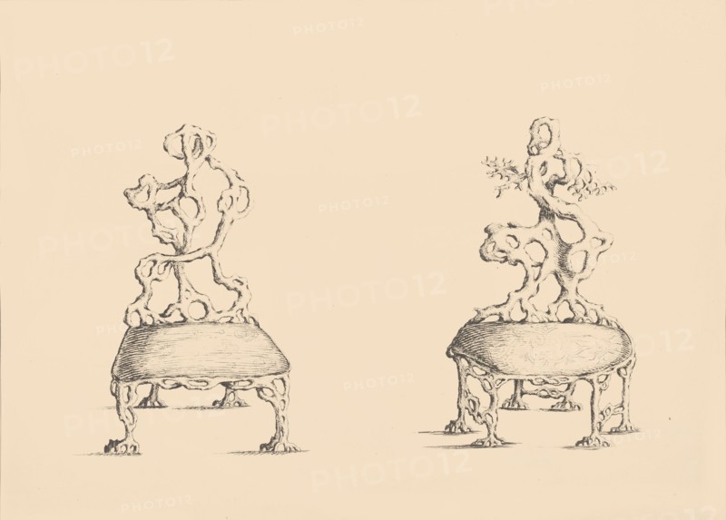 Plate 117. Garden Chairs, 1754. Creator: Matthew Darly.