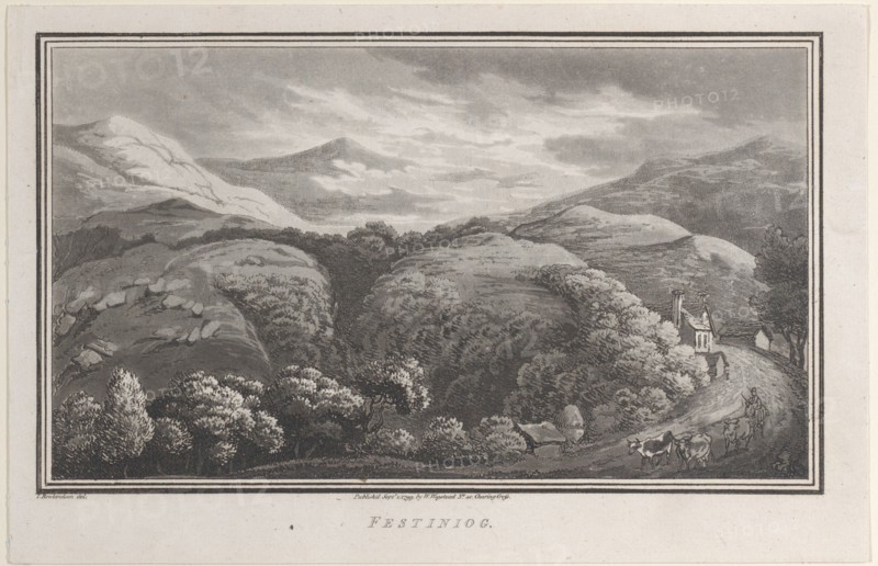 Festiniog, from "Remarks on a Tour to North and South Wales, in the year 1797", September 1, 1799. Creator: John Hill.